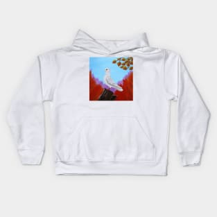 White pigeon in the autumn Kids Hoodie